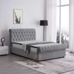 Eva Grey Upholstered Sleigh Bed