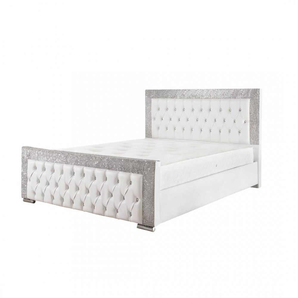 51gzmajrjZL._SL1080_-1000x1000-1.jpg Glitter Fabric Border Leather Sleigh bed - Image 1