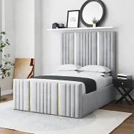 Vertical Line Panel Golden Strips Bed With Storage and Mattress Options - Image 2